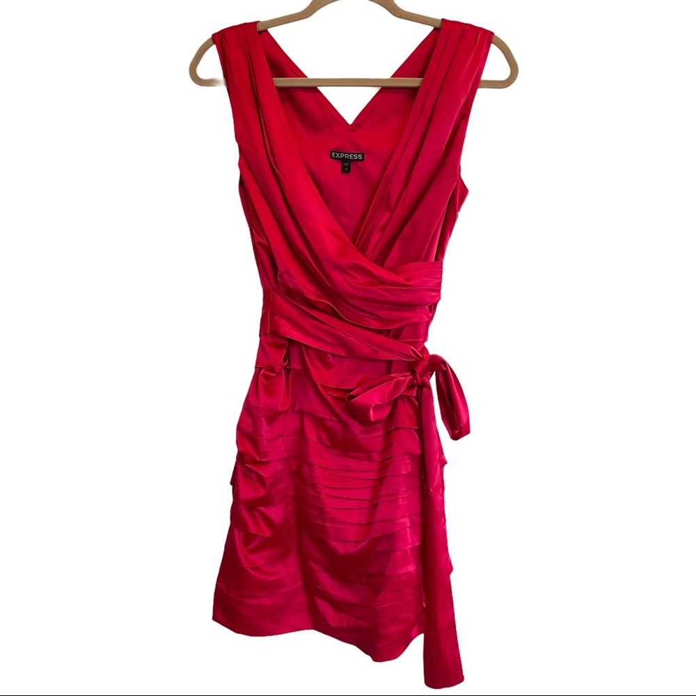 Express Red Dress Satin Size 10